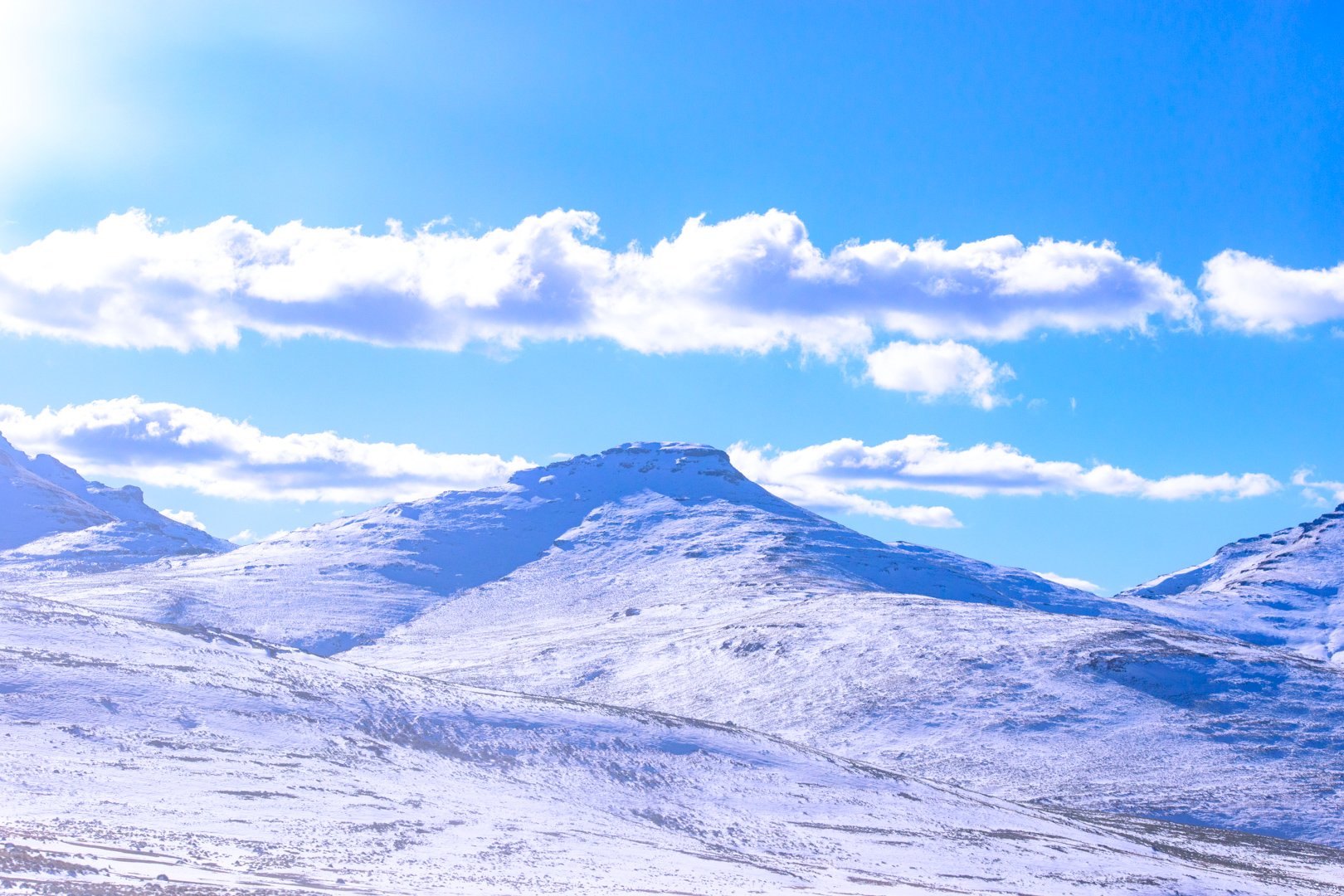 The snow in Semonkong mountains during the winter seasons 