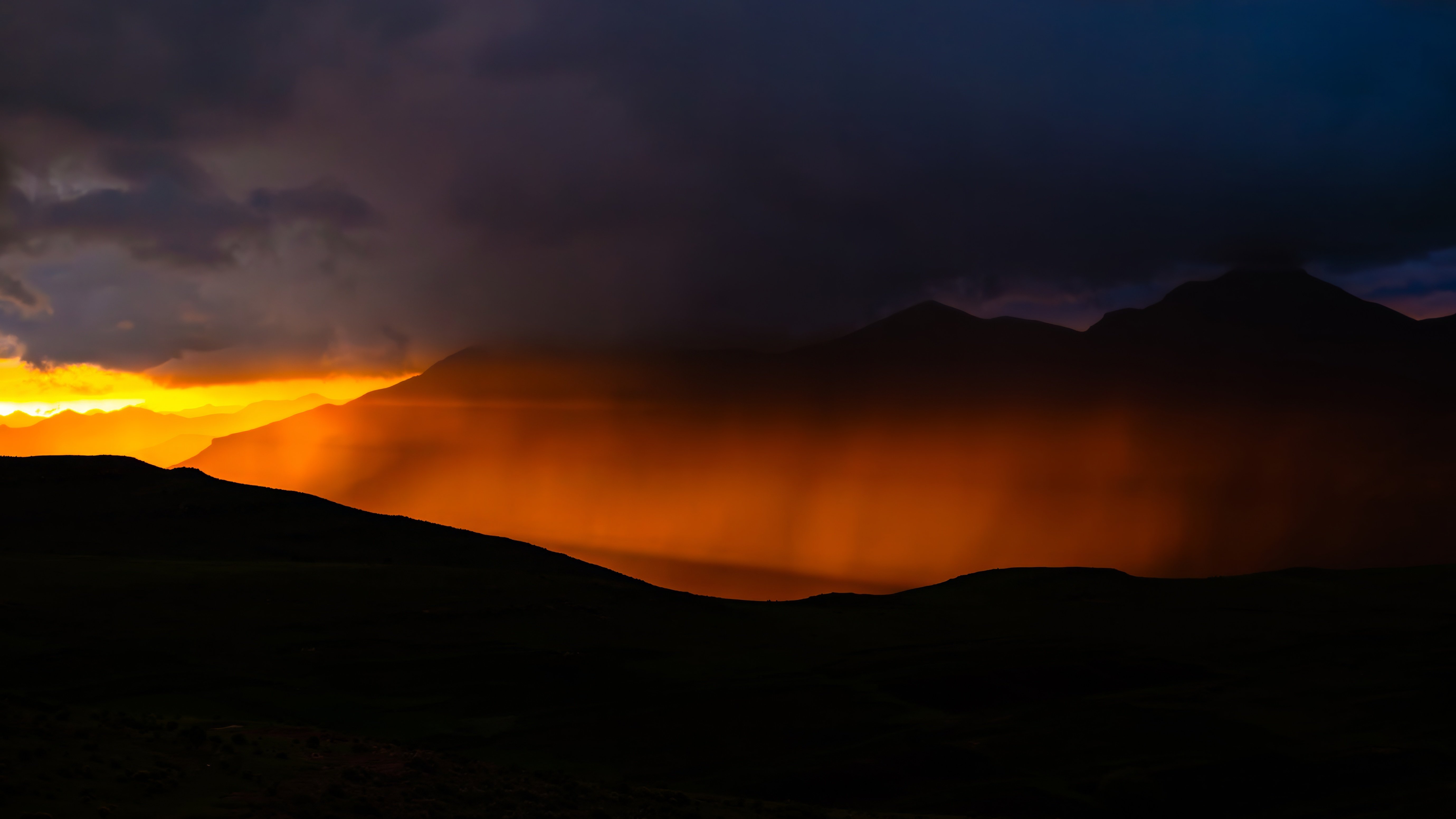 The landscapes of mountain ranges at sunset time revealing the dynamic of stunning sunset moment